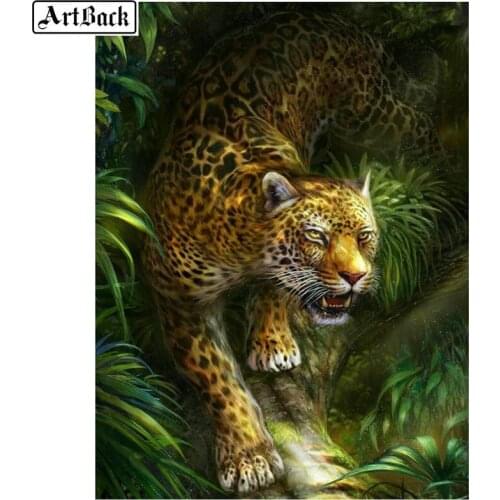 Tiger 5d Diamond Painting Animal Pattern Full Square Leopard Diamond Embroidery Kit 3d Round Diamond Mosaic Wall Sticker