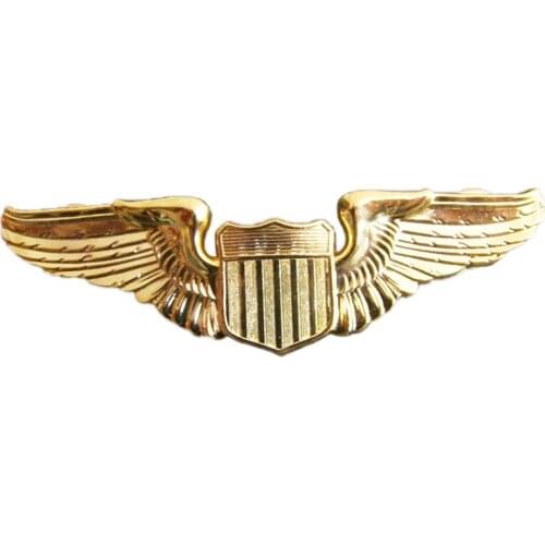 WWII US U.S. AIR FORCE AVIATOR PILOT METAL WINGS BADGE INSIGNIA PIN GOLD