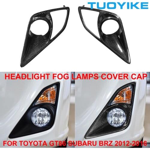 LHD RHD Car Styling Real Carbon Fiber Front Headlight Fog Lamps Bulbs Cover Cap Trim Sticker For Toyota GT86 Subaru BRZ 2012-16