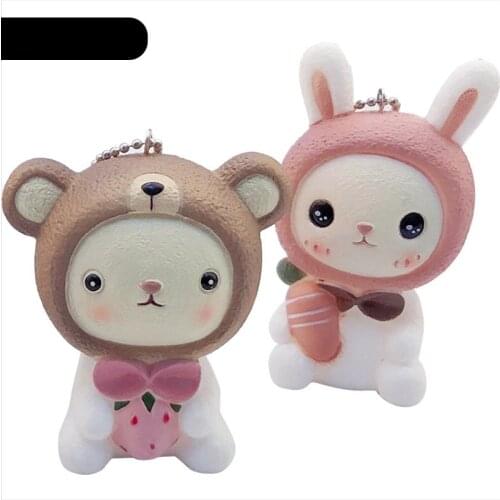 Cartoon Kawaii Bear Rabbit Deer Doll Keychain Men Women Couples Charm Jewelry Accessories High Quality Toy Keyring Pendant New