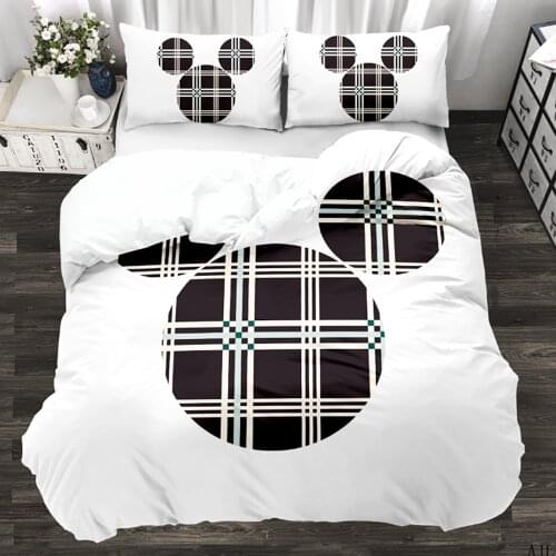 Disney Black and White Mickey Mouse Pattern Bedding Set Boys and Girls Bedroom Decorative Down Duvet Quilt Cover Pillowcases