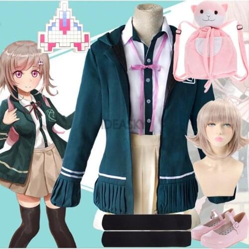 Chiaki Nanami Cosplay Costume Danganronpa 2 Cosplay School Uniform Japanese Anime Cosplay Halloween Costume For Women Girls wig