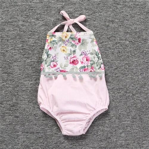 Baby Romper Sweet Baby Kids Floral Rompers Lace Edge Halter Design Summer Fashion Clothes Girls Cute Clothing