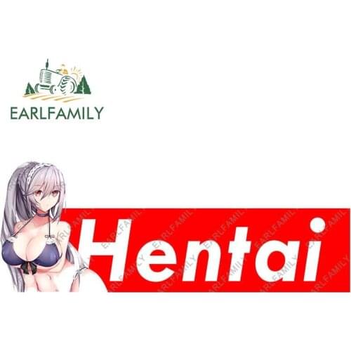 EARLFAMILY 13cm x 4.9cm for Hentai Sexy Girl Vinyl Car Stickers Graffiti Decal Car Refrigerators Waterproof Campervan Decor