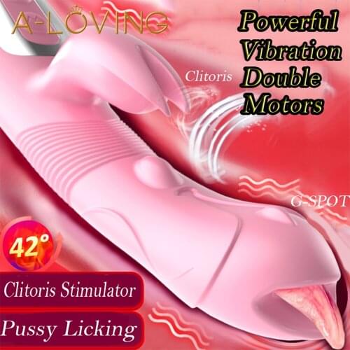 Tongue Dildo Heating Vibrator G Spot Rabbit Double Vibrator Blowjob Licking Clitoris Stimulator Rechargeable Sex Toys For Women