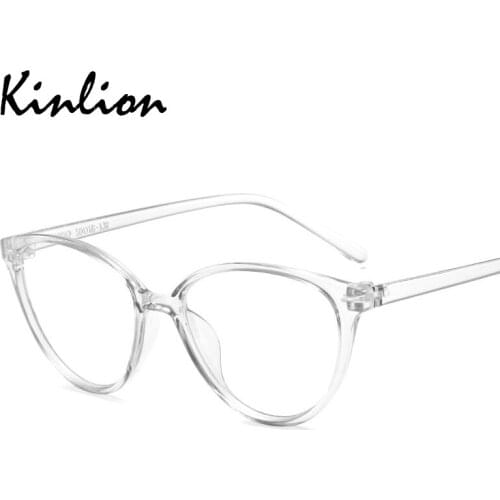 Kinlion Clear Gray Cat Eye Glasses Frame for Women Retro Ultlight Ladies Eyewear Frames Transparent Pink Men Gafas Eyeglasses
