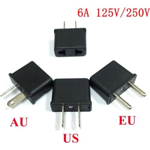 Black 6A 110V/250V mini portable universal travel adaptor plug 2Pins Small power adaptor plug socket converter for EU/US/AU/UK