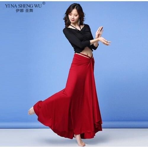 Belly Dance Costume Women Practice Wear Suit Top+Long Skirt 2Pcs Set Sexy Long Sleeve Belly Dancing Dress Performance Clothes