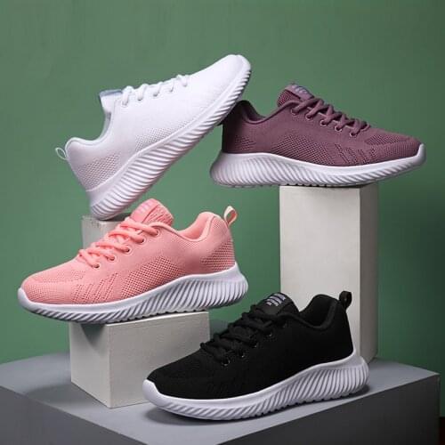 Light Women Running Shoes New Breathable Mesh Female Sneakers Casual Sport Shoes Woman Lace-up White Shoes