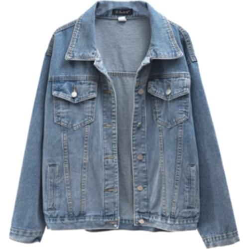 Women Jackets 2021 New Spring outwear denim coat Solid turn down collar cotton jacket for female