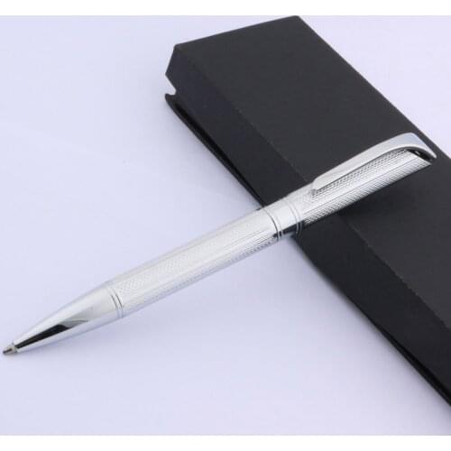 Silver Wave pattern Stripe Trim Metal Ballpoint Pen