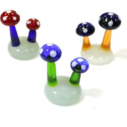 Cute Glass Mushroom Miniature Figurines Craft Ornaments Fairy Garden Flower Pot Micro Landscape DIY Dollhouse Decor Accessories