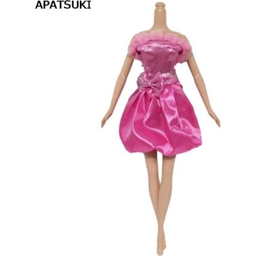 Pink Bowknot Fashion Clothes For Barbie Dolls Pretty Short Dress For Barbie Dollhouse 1:6 Doll Clothing 1/6 Doll Accessories