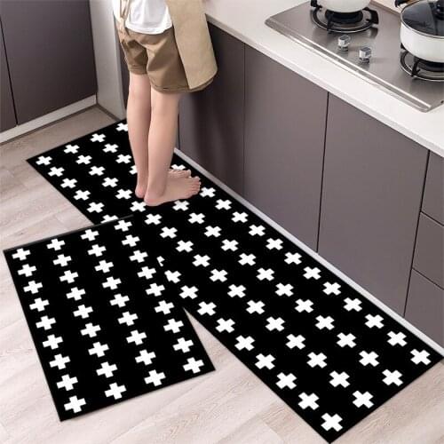 Fashionable Simple Nordic StyleWaterproof Kitchen Floor Mat Household Carpet Long Strip Door Mat Modern Home Decor