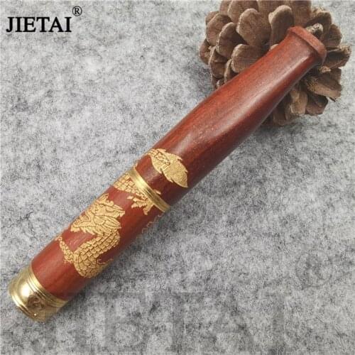 Handmade Dragon Carving Solid Wood Pipe Double Filter Cigarette Holder Smoking Pipe Tobacco Pipe Smoke Mouthpiece For Men