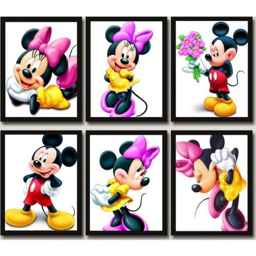 Disney Cartoon Mickey Mouse Drawings Embroidery Square Diamond Painting Dmc Cross Stitch Kits Chinese Mosaic Home Decor
