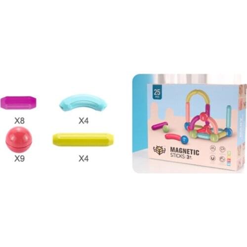 Educational Magnetic Building Sticks Set, 3D Magnet DIY Big Size Geometry Stacker, Classic Construction Toy for Kids