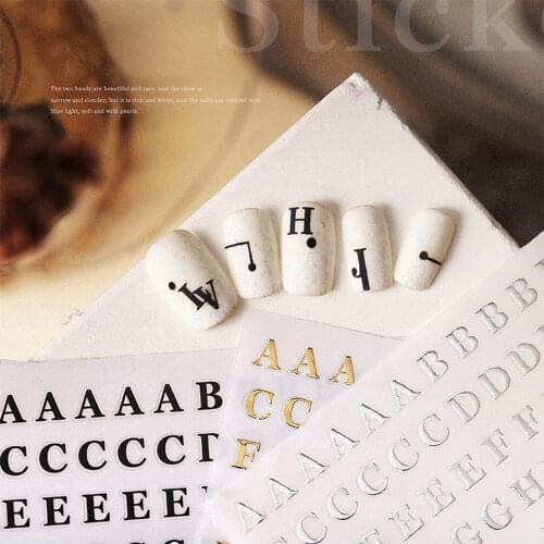English Alphabet Number Nail Stickers 3D Back Glue Nail Decal Latin Roman Nail Sticker Nail Tool Nail Art Decorations