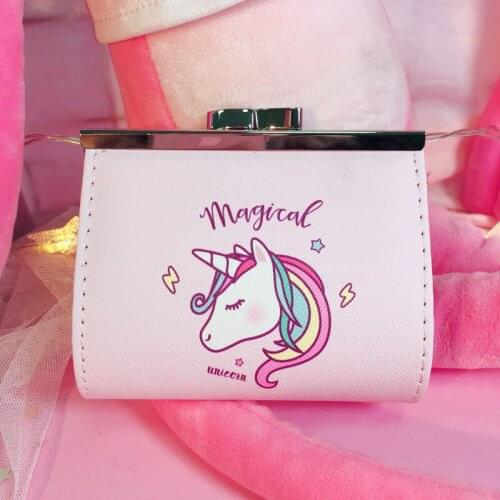 New Cartoon Unicorn Coin Purse Small Money Bags for Women Lady Children Cute Buckle Short Coins Wallets Mini Purse Pouch