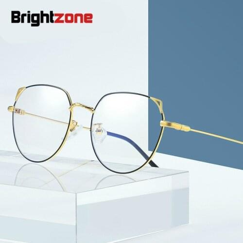 Brightzone Anti Blue Ray Miopia Optik Retro Clear Glasses Men Women Computer Metal Frame Optical Goggles Eyeglasses Prescription