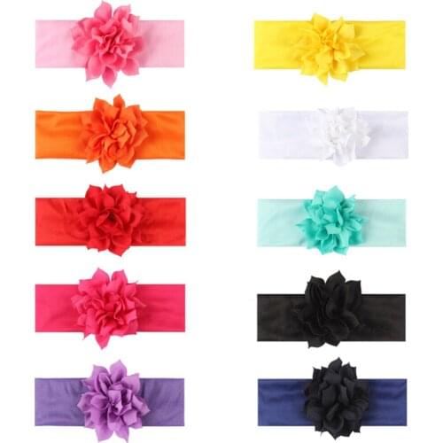 Lotus Leaf Flower Shape Turban Elastic Headband Childrens Solid Color Headband