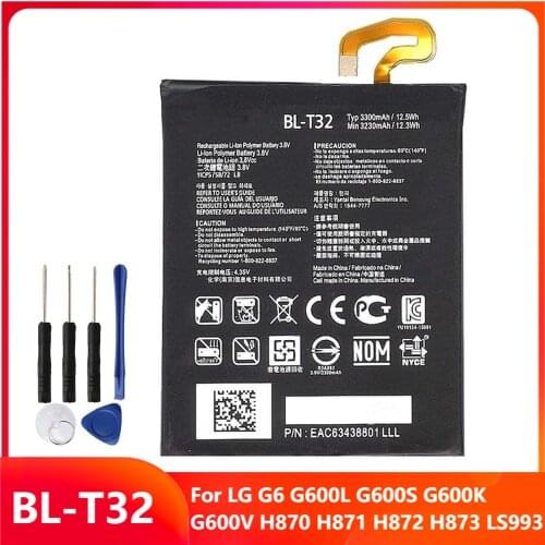 Original Replacement Phone Battery BL-T32 For LG G6 G600L G600S G600K G600V H870 H871 H872 H873 LS993 Genuine Batteries 3300mAh