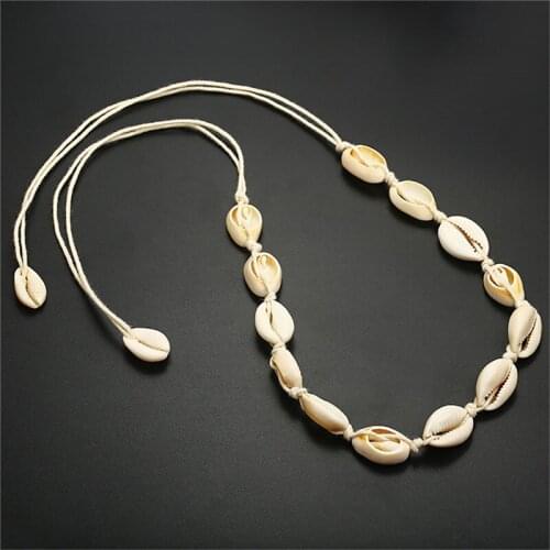 New fashion natural shell cotton thread handmade necklace clavicle chain suitable for summer beach necklaces for women