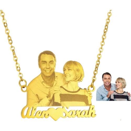 Custom Name Photo Necklace For Women Personalized Gold Color Stainless Steel Couple Family Pendant Necklace Birthday Gift