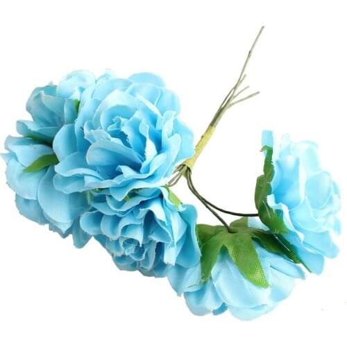 Rose Pink Silk Bouquet Peony Artificial Flower 6 Big Head Bud Bride Wedding Home Decoration Artifi DIY Hair Accessories