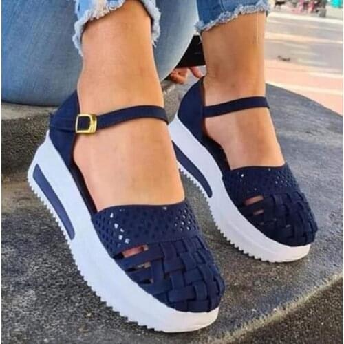 2021 Fashion Women Hollow Out Sandals Summer Flat Heel Sandals Female Casual Sewing Increase Platform Sandals Ladies Sandalias