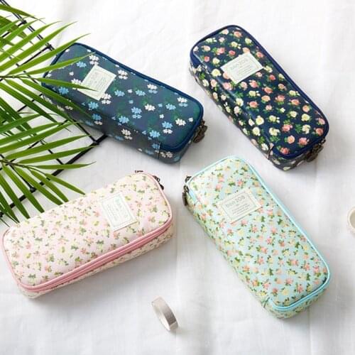 Cute Pencil Case High Capacity Floral Pencil bag Pouch Stationery Organizer Multifunction Cosmetic Makeup Bag Pen Holder
