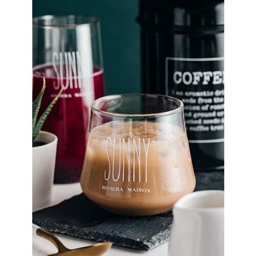 SUNNY Glass Mug Oats Transparent Mugs Milk Tea Coffee Juice Water Cup Home Office Drinkware Lovers Gifts 1PC