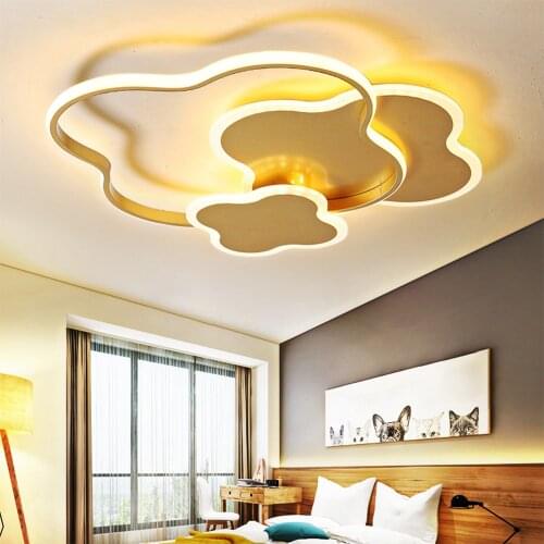 Modern LED Dimmable Cloud Ceiling Light with Remote Gold Black Lamp with Acrylic Shades for Kids Girls Bedroom Room Nursery Bar