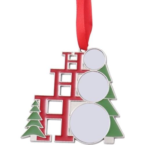 Sublimation Blank Pendant Heat Transfer Christmas Tree Hanging Ornament with Red Hanging Rope for Holiday Gifts DIY Crafts