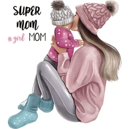 Super mom boy girl stripes heat-sensitive patches thermo stickers on clothes iron on transfers for clothing flower applique top