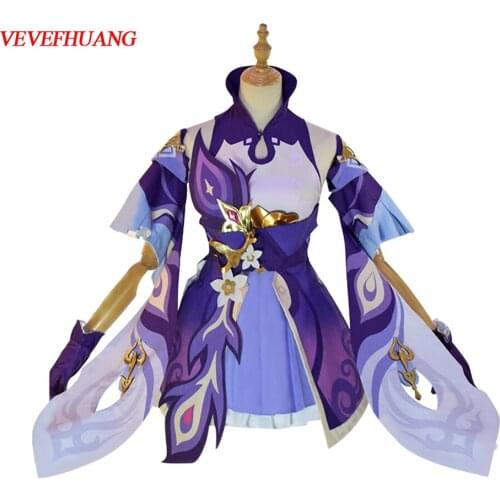 VEVEFHUANG Kосплей Game Genshin Impact Keqing Cosplay Costume Halloween Xmas Carnival Party Lolita Uniform Chrismas