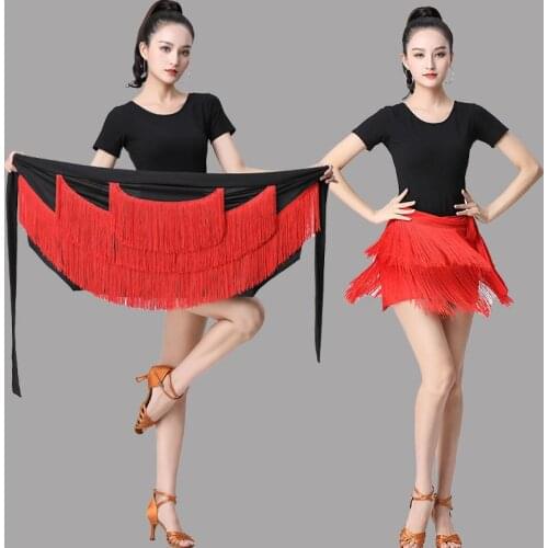 Latin Dance Skirt New National Standard Modern Dance Waist Triangular Scarf Dance Dress Female Adult Dance Wear