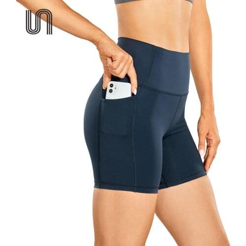 Womens Naked Feeling Biker Shorts - 5'' High Waisted Athletic Shorts Yoga Shorts with Pockets