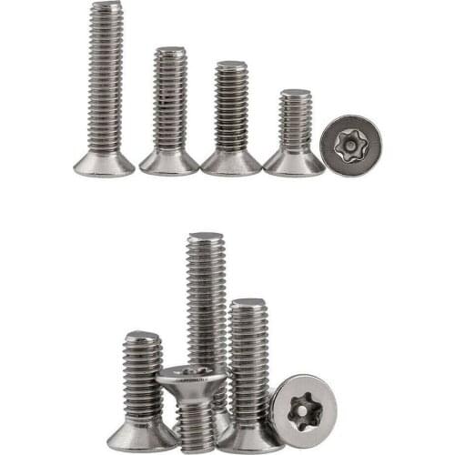 10PCS 304 M3-M6 flat / countersunk head Torx-screw with cylinder core anti-theft screw