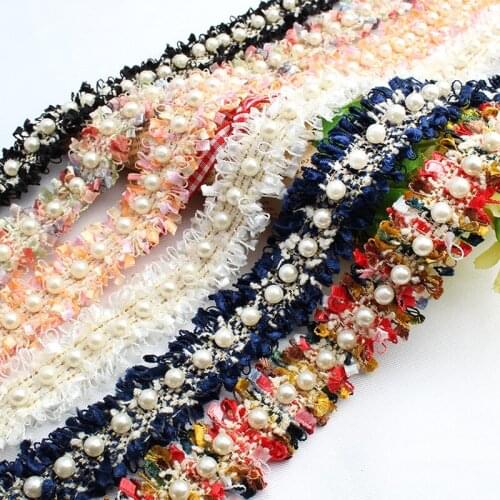 10Yards/Lot 2.5CM Webbing Wide Beading Pearl Woolen Braid Lace Trim DIY Hair Materials Handmade Clothes Dress Accessories