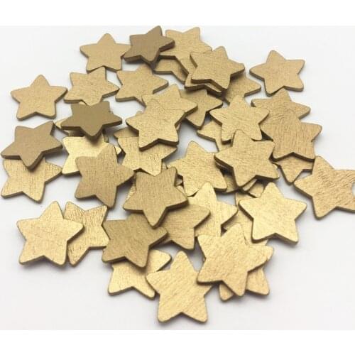 100pcs 18mm Wood Stars Embellishments for Wedding Christmas Party Ornaments Table Confetti Crafts Scatters