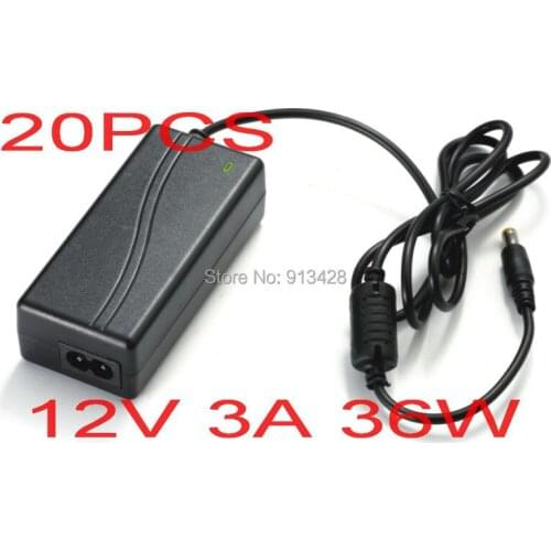 High quality 20PCS 12V 3A 36W Led Power Adapter for LED Light DC plug 5.5mm x 2.1mm-2.5mm