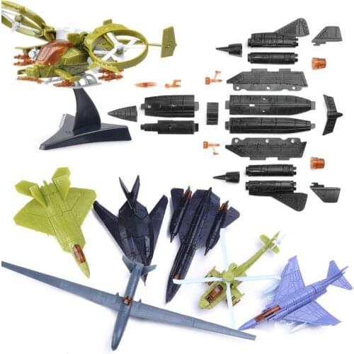 5Pcs No-repeat Mini Assemble Aircraft Building Blocks Toy for Children Fighter F-35 Military Model Kits Educational Toys Random