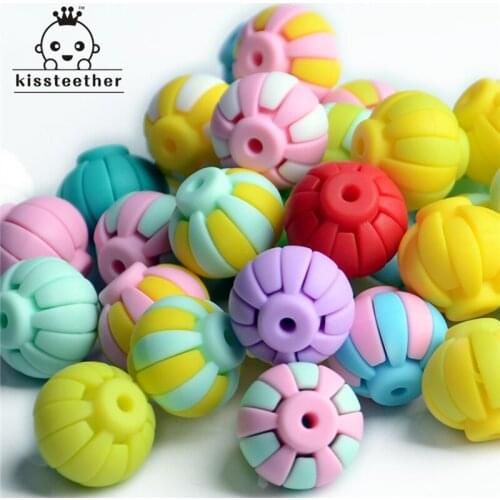 50pcs New Product Half Lantern Beads Made From Food Grade Silicone With Baby Teether Bracelet/necklace DIY Fashion Pendant