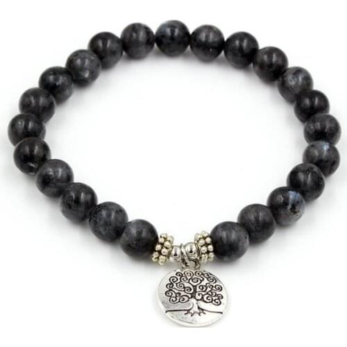 8mm uh4 elastic adjusted Charm nature stone bead Reiki Frosted agate Onyx Lotus life tree Buddha head Bracelet