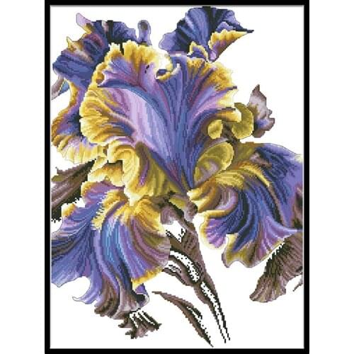 Iris Flower Stamped Cross Stitch Kits Needlework Sets Diy Cross-Stitch 11CT Printed Embroidery Paintings Package Home Decoration