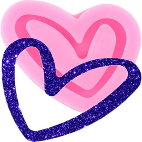 Shiny Glossy Slanted Heart Silicone Mold Epoxy Craft Keychain Molds Pendant Polymer Clay Mould Jewelry Making Necklace Moulds