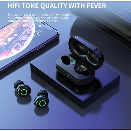 TWS Bluetooth 5.0 headset wireless Bluetooth noise reduction earplugs 9D HiFi sports headset hands-free, headset with microphone