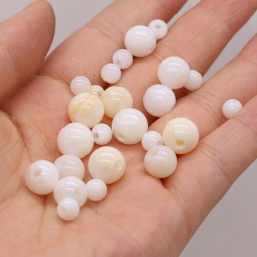 10Pcs Natural Freshwater Shell Loose Round Beads With Hole 2.5 MM For DIY Jewelry Making Bracelet Earring Necklace Accessory