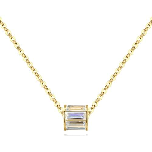 MetJakt 14K Gold Natural Crystal O-Ring Chain Fashion All-match Womens Necklace